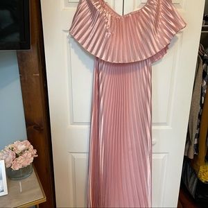 Pleated Strapless Maxi Dress Pink Size Large